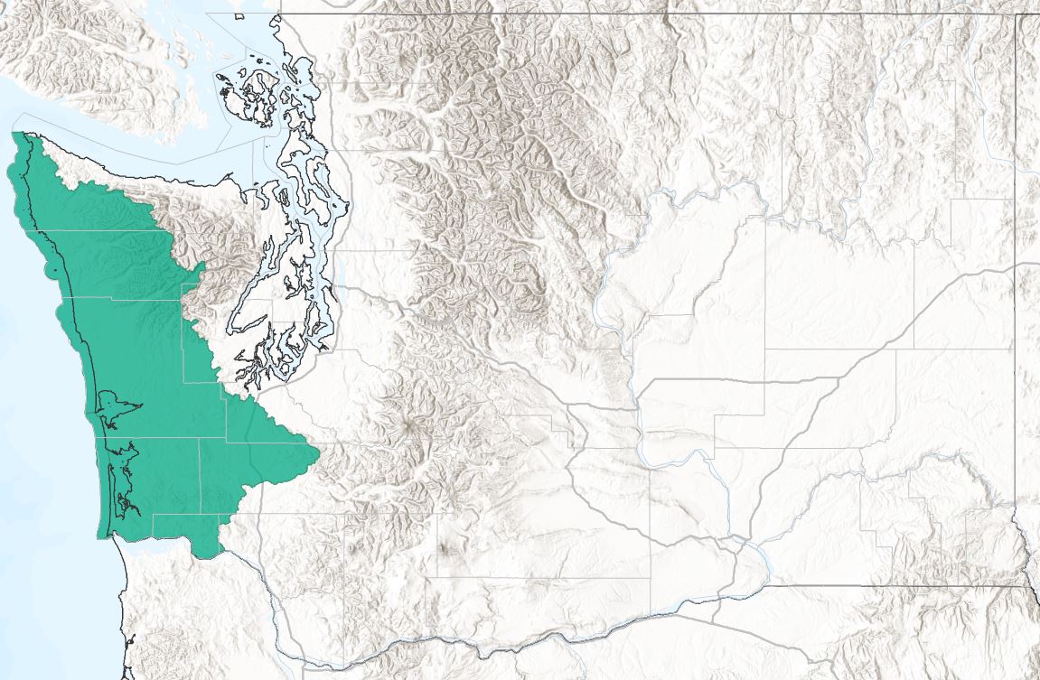 Map of Washington's northern coast